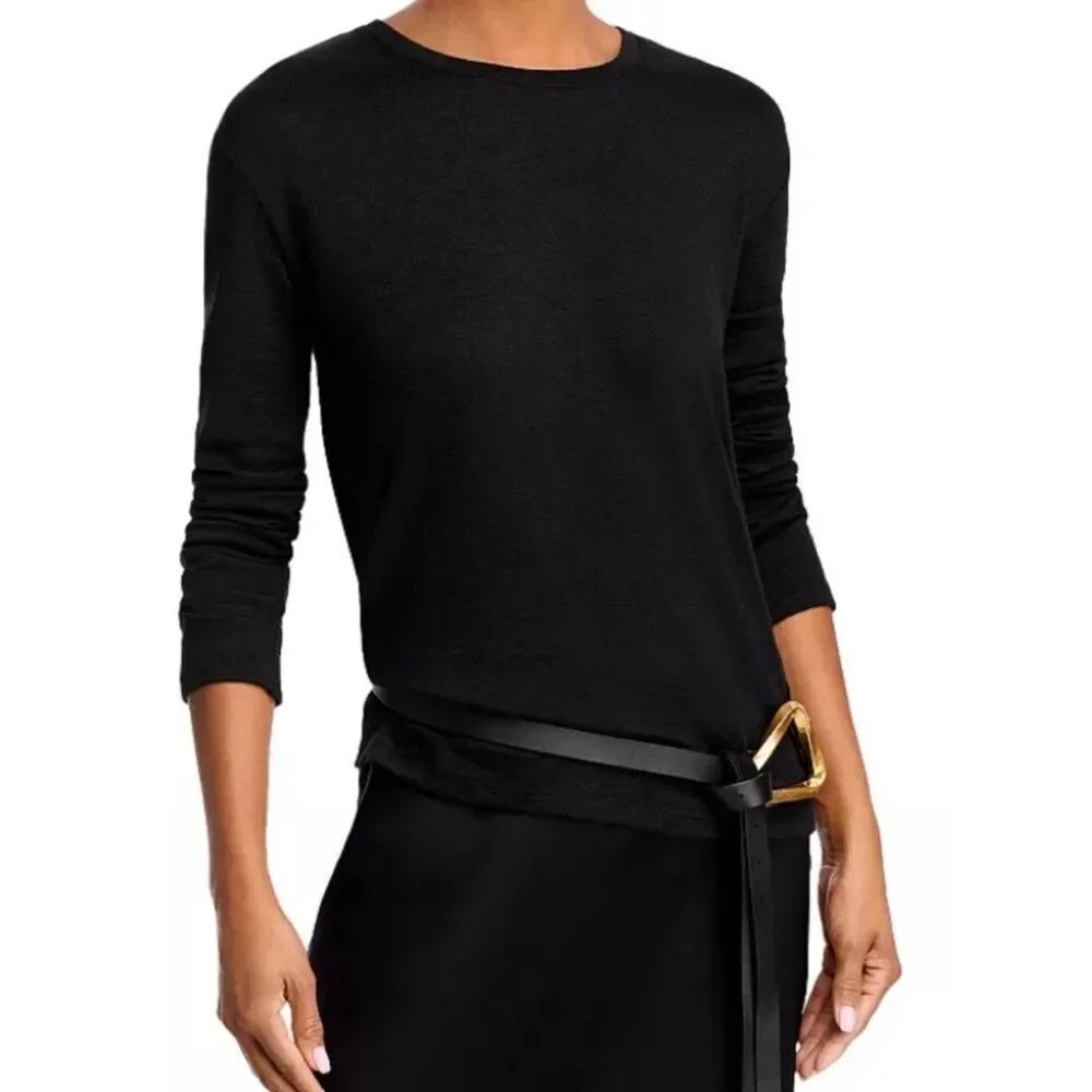 Like New! rag & bone Hudson Long-Sleeve Tee Black Scoop Neck Drop Shoulders S